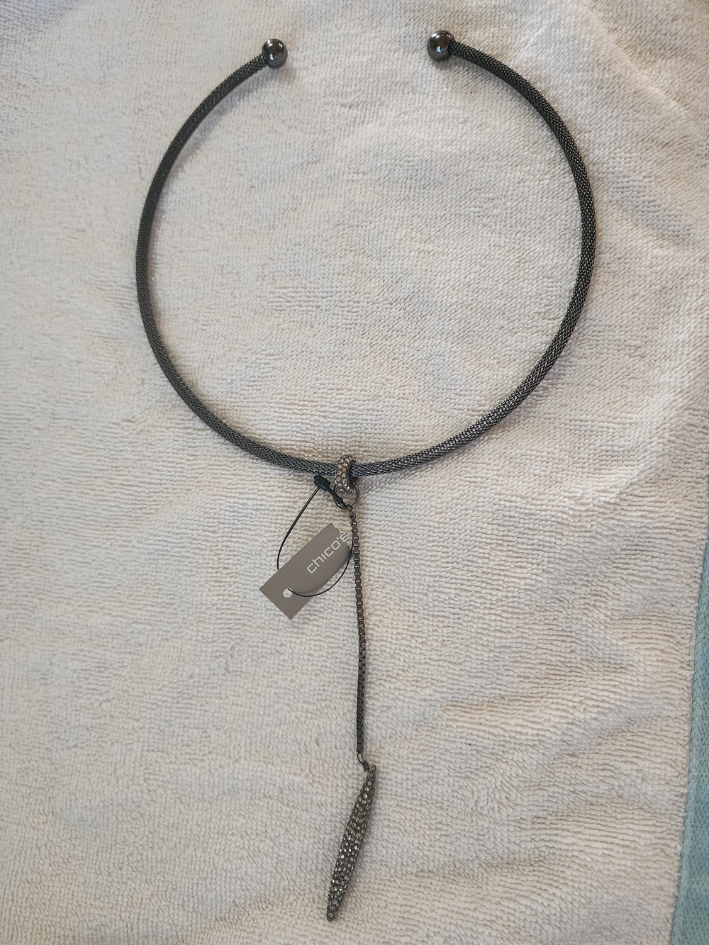 Chico's Gunmetal Mesh Lariat Necklace